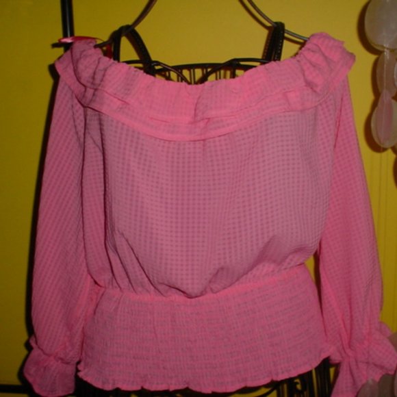 Cato Tops - CATO NWT Pink Gingham On/Off Blouse XL
